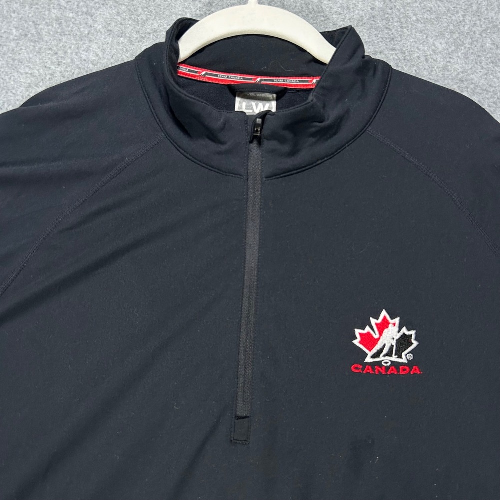 Team Canada Levelwear 1/4 Zip Pullover Mens‎ XLT Black Hockey Canada Athletic